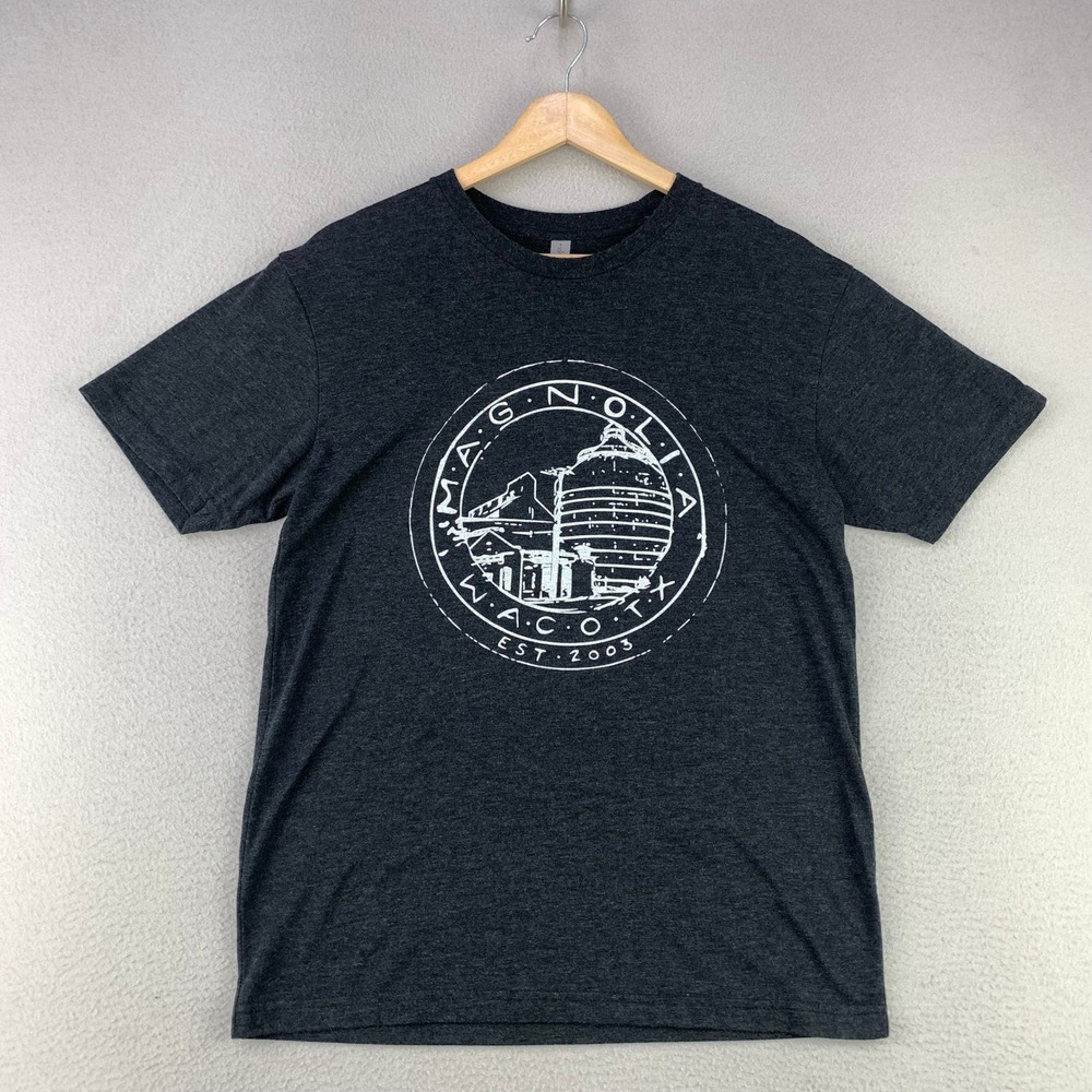 Magnolia Waco TX Silos T-Shirt Women Small Gray Graphic Tee Short Sleeve Cotton